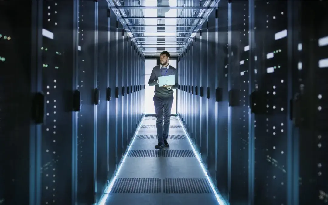 Data Centers and a man