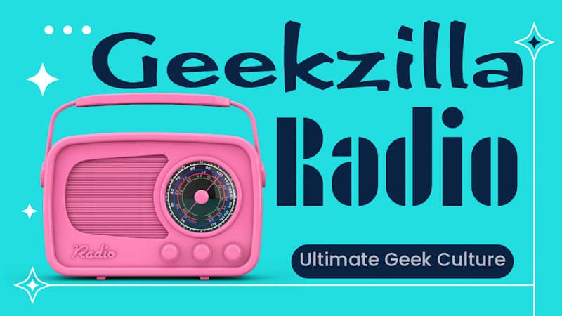 Pink Radio with text on it - Geekzilla Radio