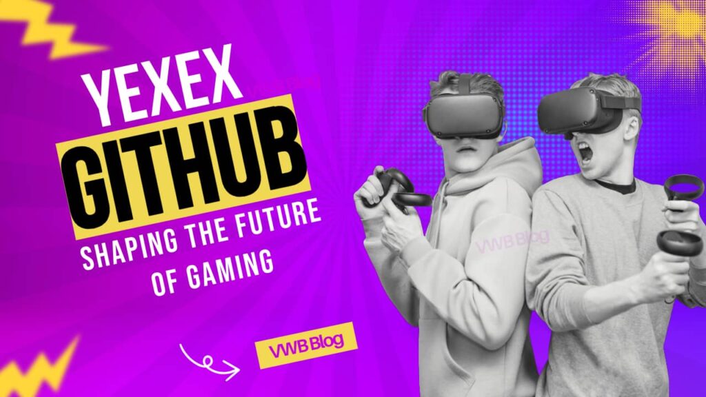 two boys are playing games on vr and text "Yexex.gitHub"