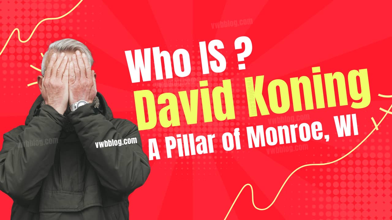 A man Hiding his face and the text who is David Koning monroe wi