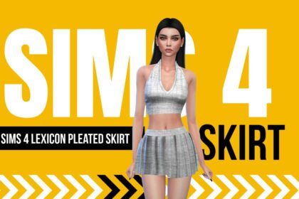 text and Sims 4 Lexicon Pleated Skirt